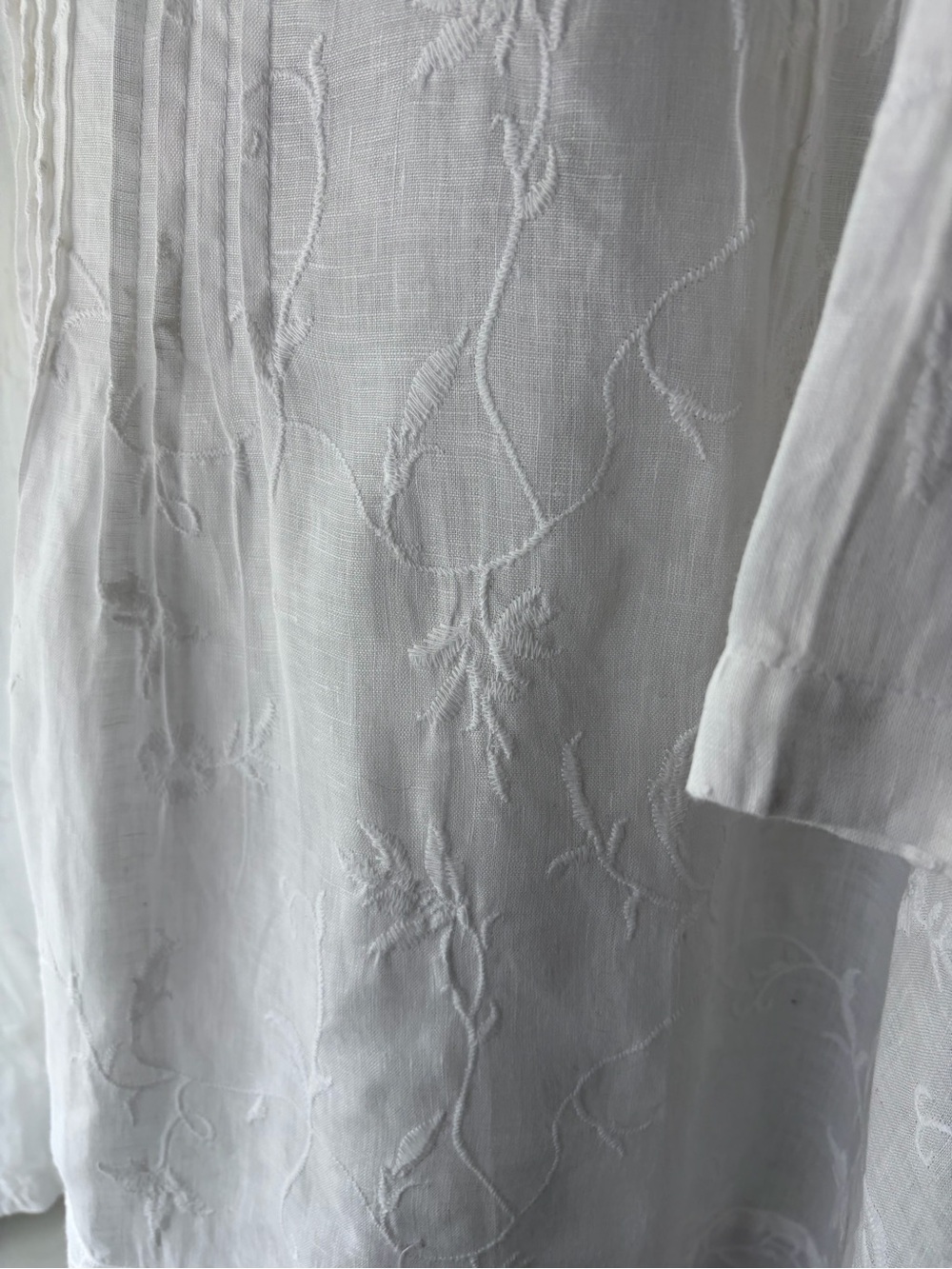 CP Shades White Embroidered Tunic/Dress Roll Sleeves Preppy Coastal Resort Sz L - Picture 5 of 7